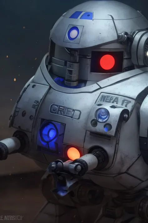 Close up shot of a small robot with a big head and a big body,  concept art ：Akihiko Yoshida, polycount, Neo-Dada, see. Kamekamacinarium , Pit Droid , hyper-realistic robot owl, There is a statue of a woman wearing an organic , Round robot,  manatee-shaped...