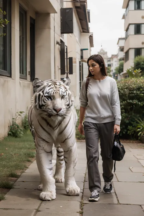 Walking with a white tiger