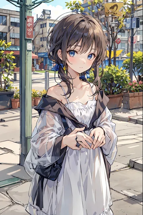  tsundere、 gal、Bokeh, Depth、 portraits、 lens flare、 detailed illustrations 、  invite realistic depictions 、Depictions of everyday life、 Hair， shortcuts， unkempt hair with an opening，Short braided hair，Neat， slender beautiful woman， correct posture，Small ch...