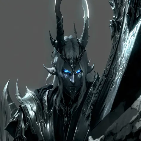 arafed male in a horned costume with horns and a sword, dark elf, white horns queen demon, artorias, fit male demon with white horns, daedric armor, wearing daedric armour, with horns, dark elf princess, the dark lord sauron, from skyrim, beautiful male dr...