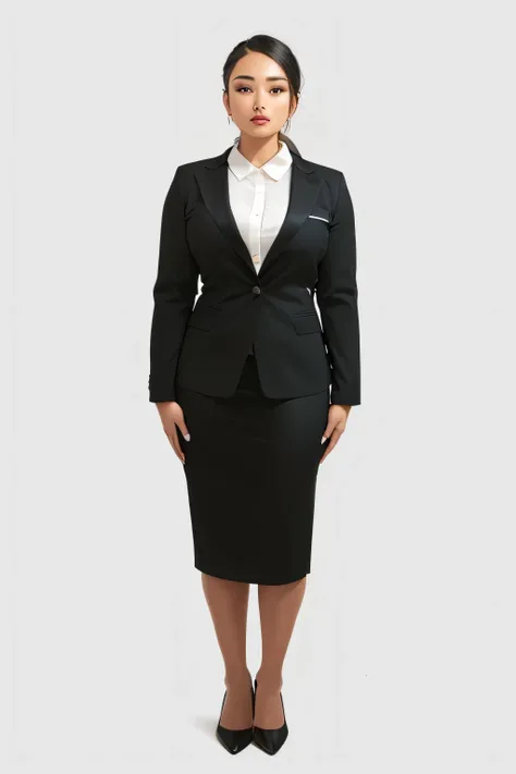 arafed woman in a black skirt suit and white shirt, woman in black business suit, black business suit, girl in a suit, wearing black business suit, girl in suit, female in office dress, wearing a business suit, woman in business suit, wearing a strict busi...