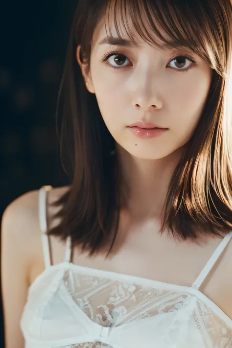 ((top-quality, masterpiece:1.3, Super high resolution), (Photo realistic:1.4, RAW shooting), Ultra-realistic capture, A highly detailed, high-definition 16K for human skin, Wistful, A skinny Japanese woman, 30 years old, cute face, ((Sadness face)), detail...