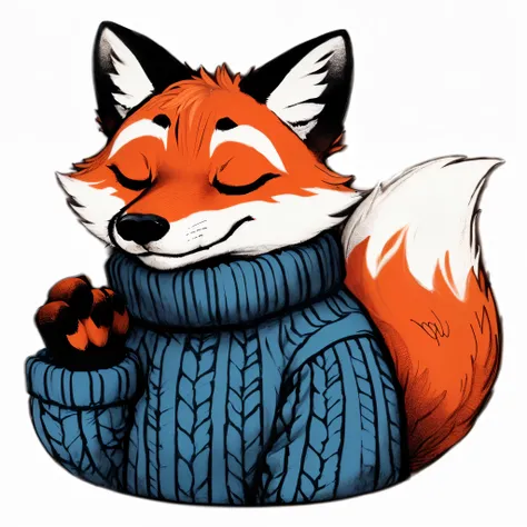 close-up of a cartoon fox wearing a sweater and gloves, Cute fox, anthropomorphic fox, an anthropomorphic fox, ,  Anthropomorphic fox , whimsical fox ,  with white fluffy hair {x} beautiful hairy fox, foxgirl, portrait of  Anthropomorphic fox , fox animal ...