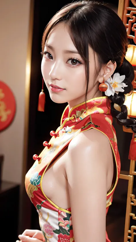  by Nomi,  Masterpiece, top quality, anatomically correct,  accurate human body structure, 7 heads, Height: 165cm,  A Japanese woman , profile,  stares at viewers,  open your mouth and smile ,  Staring at the Audience,  fine, beautiful eyes ,  with sparkli...