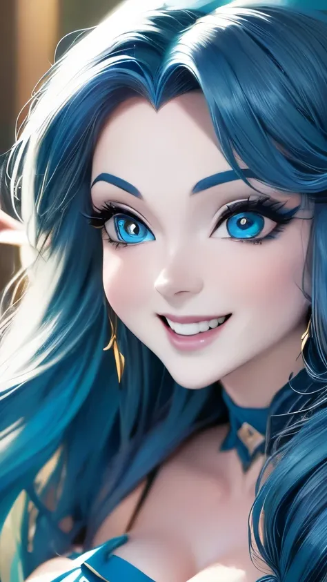 a close up of a woman with long hair and blue skin, blue tiefling, blue-skinned elf, artgerm and rossdraws, artgerm comic, beautiful avatar pictures, blue elf, trending artgerm, rossdraws 1. 0, rossdraws 2. 5, :: rossdraws, rossdraws 2. 0, artgerm style