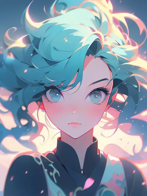 there is a blurry image of a woman's face with a pink and blue background, artwork in the style of guweiz, blurred and dreamy illustration, inspired by Yanjun Cheng, digital art ilya kuvshinov, soft anime illustration, blurry and dreamy illustration, beepl...