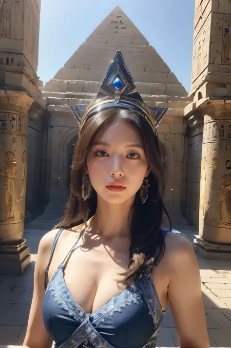 ((top quality、8k、 masterpiece:1.3))、 photo real, sharp concentration,  HD , high resolution, portrait, 1 person, woman, beautiful woman,  sexy、古代エジプトを歩くエジプトのwoman戦士、Complex technology,  Remote Pyramids and Ancient Egyptian Cities、cyber-、 Light and Shadow 、...