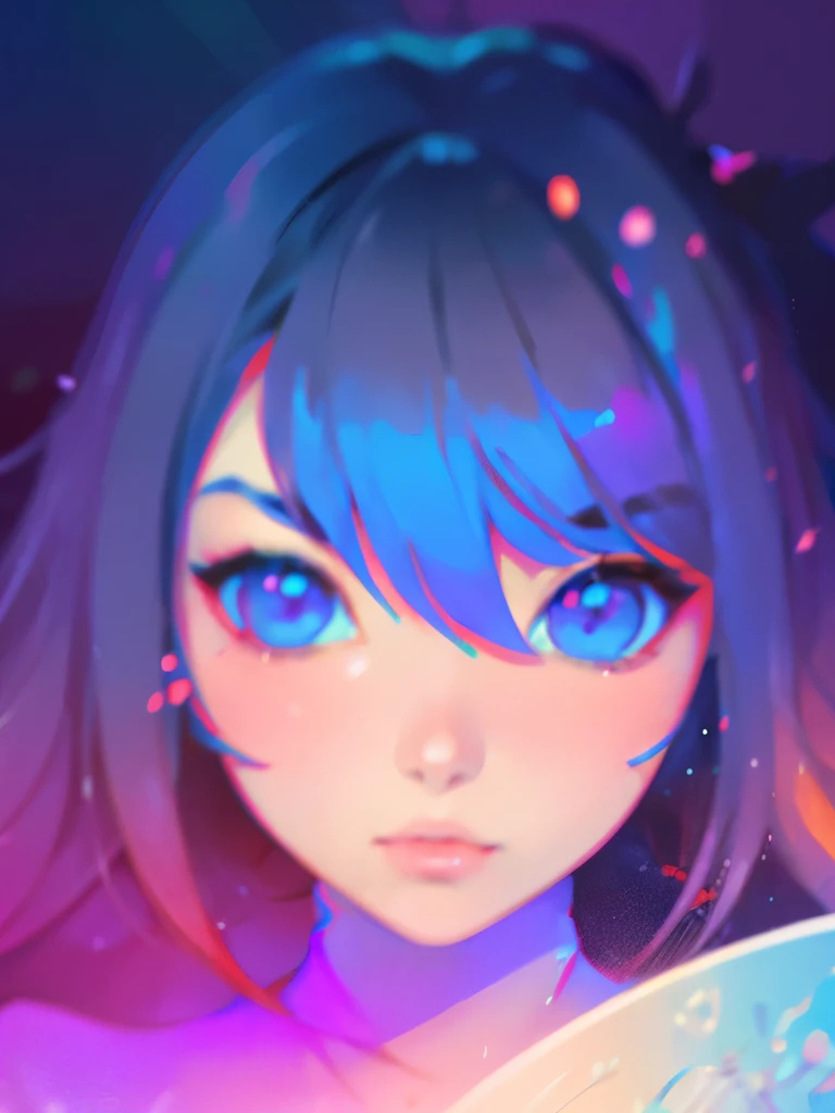 there is a blurry image of a woman's face with a pink and blue background, artwork in the style of guweiz, blurred and dreamy illustration, inspired by Yanjun Cheng, digital art ilya kuvshinov, soft anime illustration, blurry and dreamy illustration, beepl...