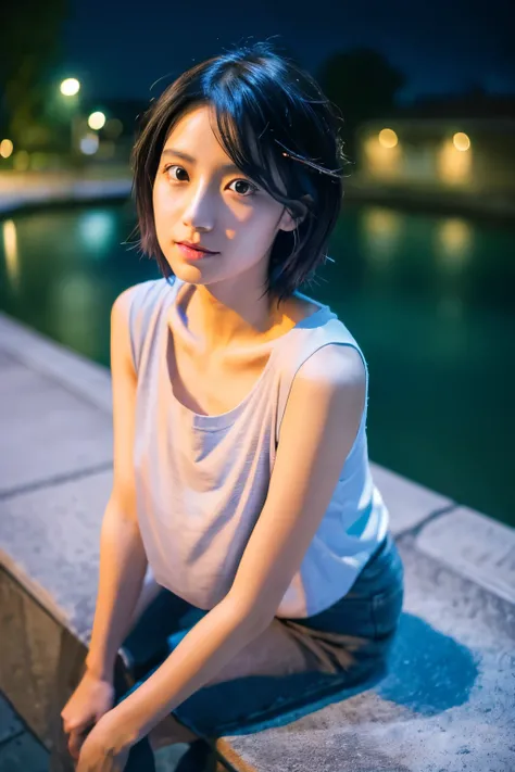  random pose with pink on the chest, Mix 4, (8k,  original photo , top quality,  masterpiece: 1.45), (,  realistic: 1.37),  skinny Japanese lady with open legs in toilet bowl, One  girls on the left,  charming, City view,   night , rain, wet, Professional ...