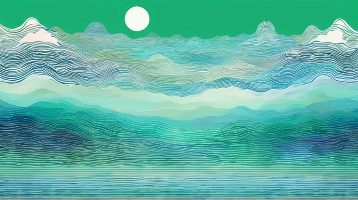  ripple patterns of water drawn in watercolor 。Soft blue and green 、 the shades of turquoise are delicately mixed 、 features transparent gradations 。 ripples are based on a concentric shape spreading from the center while 、 depicts natural fluctuations 。 a...