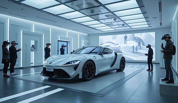 An interactive showroom experience where visitors use VR headsets to explore the Toyota S-FR’s exterior and interior in a high-tech digital space.  
