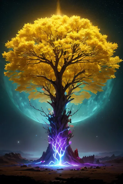  concept art by。Tree painting with lots of light , Magic Tree, the Tree of Life, Space Tree of life, Tree of Life seed of doubt, the world tree, Magic Tree, Tree of Life,  fantasy tree , large Magic Trees, world tree,  a golden sacred tree , Space Tree, Yg...