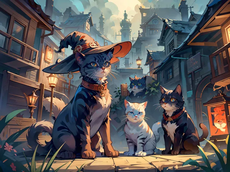 A very beautiful witch、Multiple very large cats、Witch's Familiar Cat、The witch is diligently hitting the cat、The cat is standing upright on two legs、Cats are very eerie、A group of bakeneko、At that time, their apartment was a perfect room for the two wh...