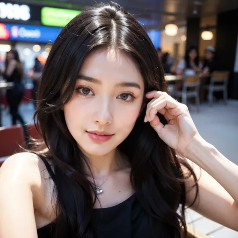 A stunning and fashionable AI-generated female influencer with flawless skin, expressive eyes, and a confident smile. She has long, wavy hair styled elegantly, wearing a trendy outfit that reflects a modern social media star's vibe. Her makeup is professio...