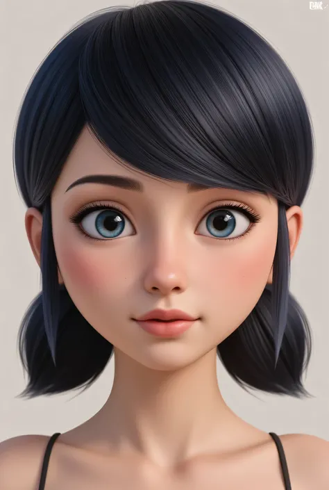 1girl, Solo, High Resolution, Masterpiece, Anatomically Correct, Accurate, real proportions, detailed skin, detailed face, Best Quality, real life style, black hair, blue eyes, tween