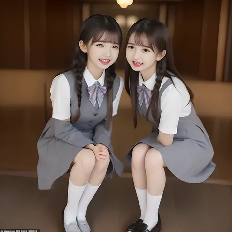 (highest quality, masterpiece, high resolution:1.2), 4K, (Photo quality clearly detailed foreground: 1.5), geometry, (Neat & clean girls. Some of Cute noble girly very-long brands hair Japanese photo model are seated and can't stop kissing the viewer and l...