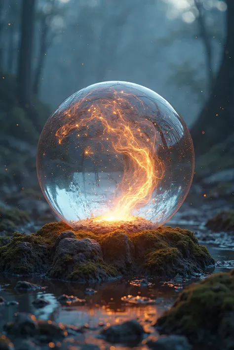 Glass sphere with look inside glowing like magic full HD 