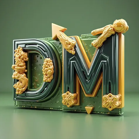 Create a 3D logo with a modern design flashy, ideal for a viral Instagram and TikTok profile focused on money. The logo must have the initials' D ', '$' and 'M' in that order, arranged horizontally and viewed from the front. The letter '$'must be centered ...