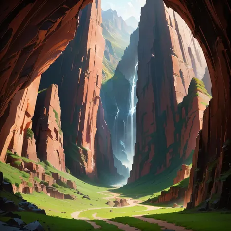 there a red mountain scene with a road going through it, ross tran. scenic background, detailed digital painting, 8k resolution digital painting, 8 k resolution digital painting, digital painting concept art, canyon background, very detailed digital painti...