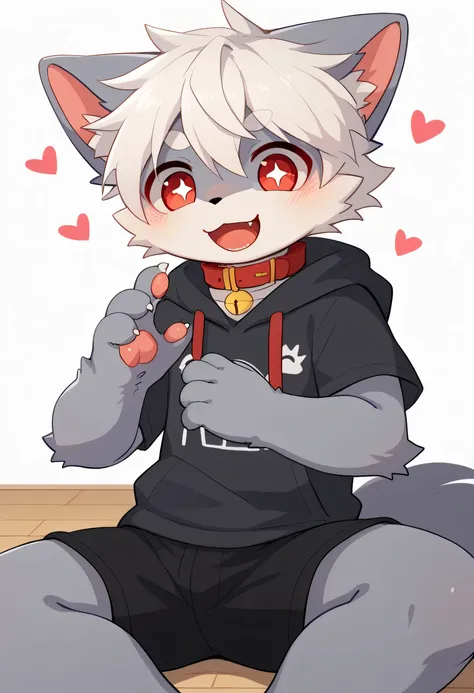    very detailed bustな,   very detailed bust,  white hair with gray coat  ,Age 15,male,   excited to see bones  ,  wolf fur,  excited,Participation,   cute face ,   something furry  ,Horny maleの子, red collar on the floor,Cute ears ,Fluffy ears ,Fluffy ears...