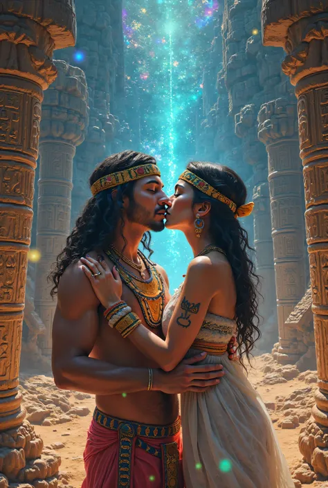 An ancient Egyptian couple tripping on mushrooms