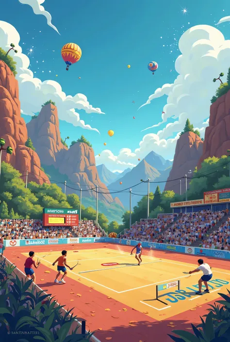 Here is a description more focused on the **Sports Field**, But Maintaining Style **Cartoonish & Vibrant** What are you looking for :  

---

### **🏆 Caricature Sports Fund - Santander 2027 National Games 🎯**  

A **Sports Stage**  Inspired by **Santander,...