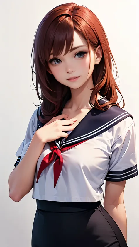 (highest quality, 8K, 32k, masterpiece, nffsw:1.2), (RAW photo), (realistic), (Photoreal:1.2), (High resolution), Super detailedな, very beautiful face and eyes, 1 girl, round and small face, big breasts thin waist、(((small breasts)))、(((white wall backgro...
