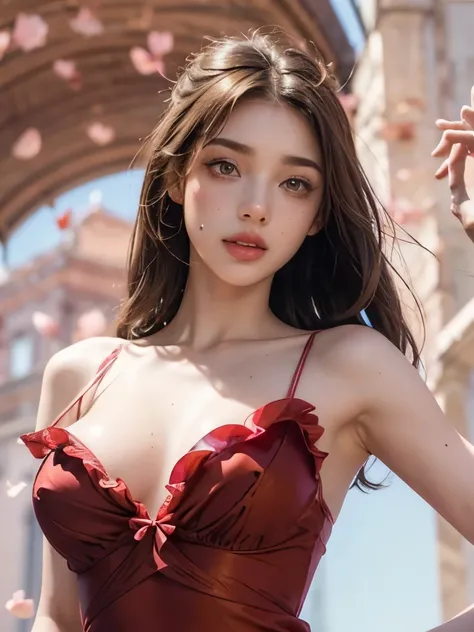 Beautiful girl; (Brown hair, with a nice bow); (honey colored eyes, pretty eyes, big eyelashes and thin cute eyebrows, full lips, Cupid and Heart shaped lips, pink and pretty lips); (pale white skin with pink tones; freckles and moles all over the body); (...