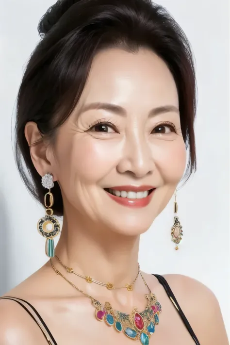 ７９ years old　Mom　MILF　Chinese Lady　large earring　Big choker　navel piercing decoration　A bracelet　realisitic　Gorgeous Madame Beautiful Mature Woman　sexy　Smile　Gentle woman navel piercing　４K　High quality