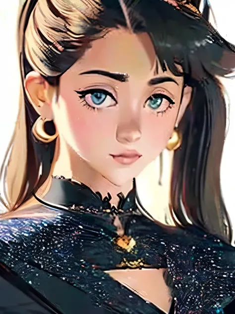 a close up of a woman in a black dress with long hair, ✨🕌🌙, anime princess, sailor moon aesthetic, the sailor moon. beautiful, by Sailor Moon, anime vibes, sailor moon style, inspired by Sailor Moon, anime girl wearing a black dress, nightcore, anime girl,...