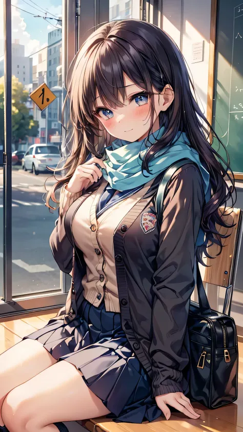 ((masterpiece, sidelighting, finely detailed beautiful eyes: 1.2)), (anatomically collect:1.3), Extremely cute, (extremely detailed beautiful face), (Authentic skin texture:1.4), (station:1.3), (1 high school student girl:1.2), (large breasts:1.2), (slende...