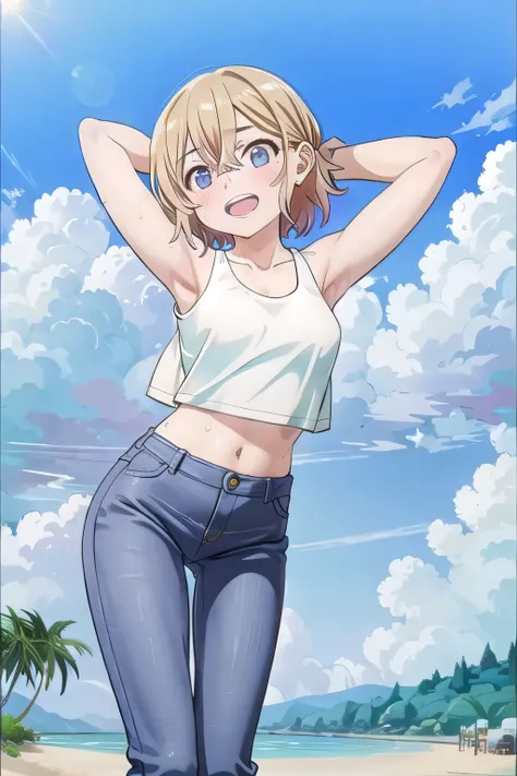 masterpiece,best quality,ultra detail, ((Perfect Face, Perfect Arms, Perfect hands, Perfect Fingers)), 1girl, 14yo, petite, ((round face, ecstasy, orgasm face, drooping eyes, shame smiling, blush)), dropping eyes, sleepy, Open mouth, ((White teeth)), backg...