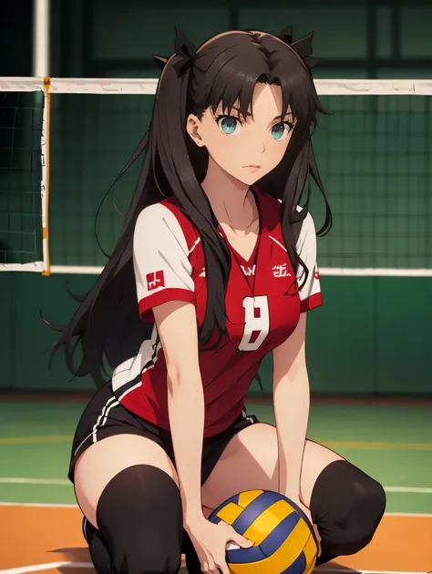 ((masterpiece)), (best quality),, official art, extremely detailed CG unity 8k wallpaper,Portrait, highly detailed, shiny skin,sexy, wearing ((Volleyball jersey, no balls, high knee socks, modern photographing, no court)),tight, sexy,virgin, poses ((rando...