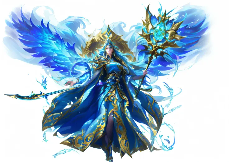 a close up of a person with a sword and a blue dress, mystical atlantean valkyrie, full body xianxia, female lord of change, heise jinyao, as a mystical valkyrie, ice sorceress, mystical valkyrie, epic mage girl character, maya ali as a wind mage, ne zha f...