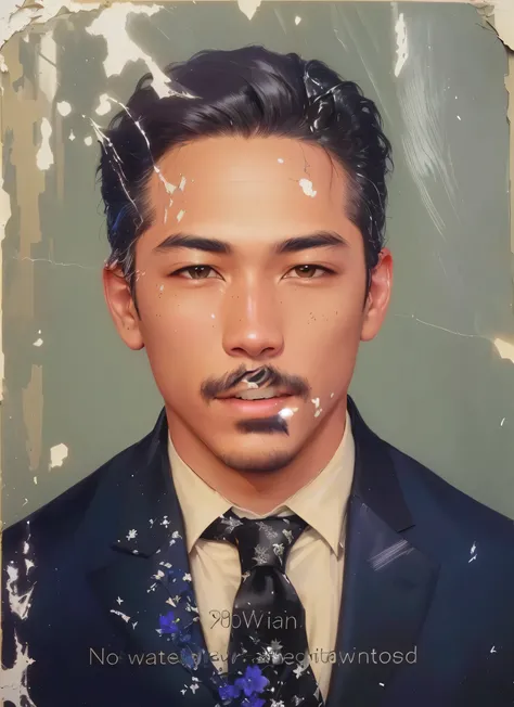 Please improve the resolution of the image by excluding blemishes and dents regaining skin color, hair , of the suit and tie and the background of the photo 