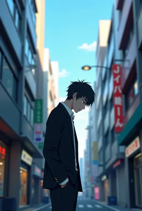 A man stands in the streets of Tokyo and his head falls. His face is not clear. Anime is written on Ali in French and Arabic. It is very consistent and consistent with the picture and I can download it very clear 1440 1920
