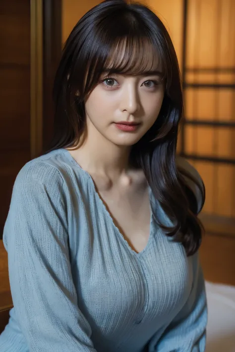 (In 8K, top quality, masterpiece:1.2), (realistic, Photorealistic:1.37), very well detailed, natural light, medium breasts, Knitted V-neck shirt , Cowgirl who , very well detailedな顔と肌, detailed eyes, very well detailedな顔と肌