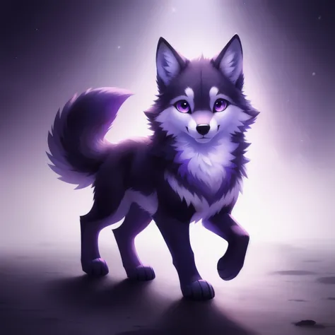 wolf,  cute, amazing, purple, Silver, animal,  full body, quadrupedal walking,