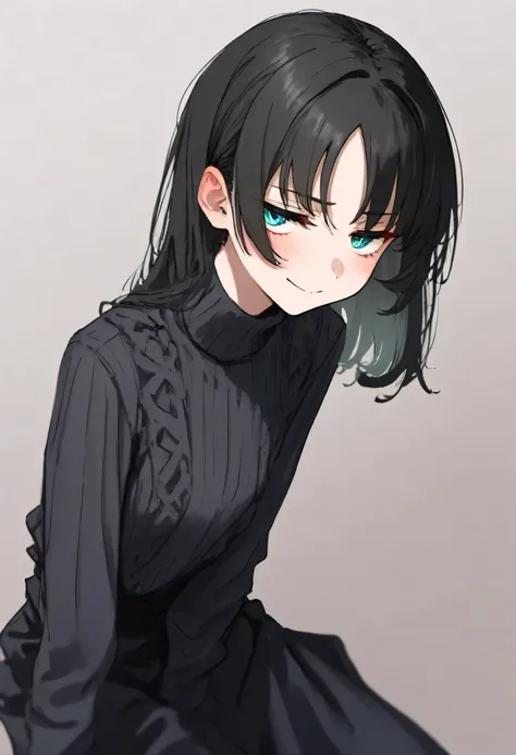 aruhshura, masterpiece, best quality, very awa, year 2024, newest, highres, absurdres, yokai, grinning, looking at viewer, curly, black hair, jitome