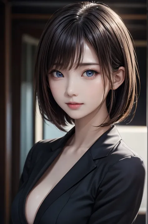 (masterpiece, highest quality:1.2), high resolution, ultra detailed, beautiful, RAW Photos, 4K, 8K, dynamic angle, (((portrait))), cinematic lighting, 1girl, solo, Pretty Japanese Idol, straight bob hair, (beautiful detailed eyes, perfect eyes:1.1), (beaut...
