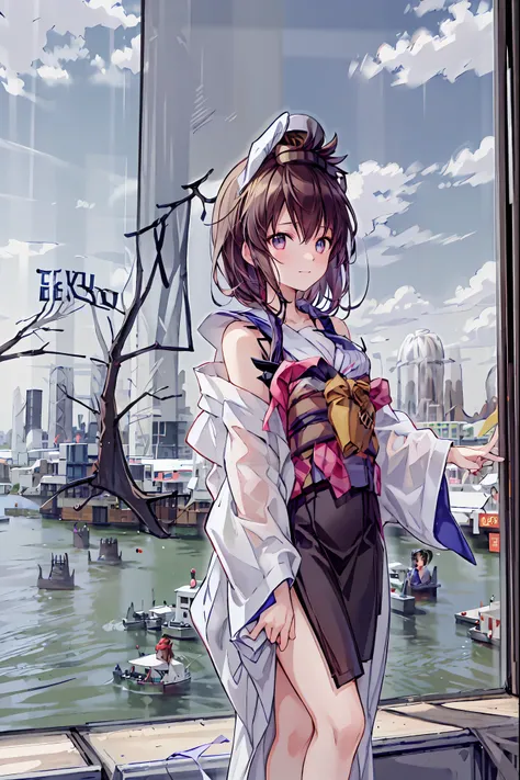 (( masterpiece)), ((top quality)), ((top quality)), (( very detailed)), ((8k CG wallpaper)), ((very delicate and beautiful)), ((shape)), (high resolution), The girl on the left、(((  Tokyo  の風景:2.0)))、((( Tokyo tower:3.0)))，Around town， hair，shortcuts，  開口部...