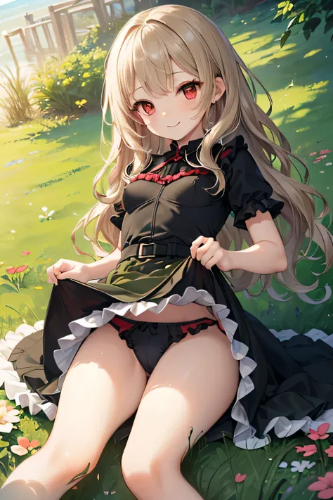 ((((Petite:1.5)))),,,(verysmall breasts:1.5),(khaki Beach waves hair:1.5),(black ruffle dress:1.5),,(home garden),(lawn:1.5),smile,(red eyes:1.5),(skirt lift:1.5),(pantyshot, panties shot:1.5),
,nsfw,





