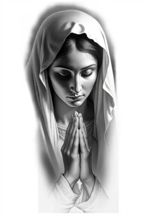 Create a drawing of Mary praying