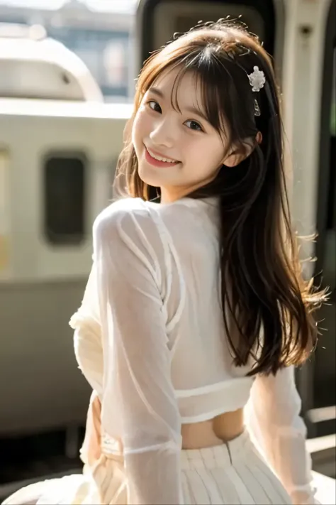 anime character long hair, oriental face and most beautiful in the world. naked pose