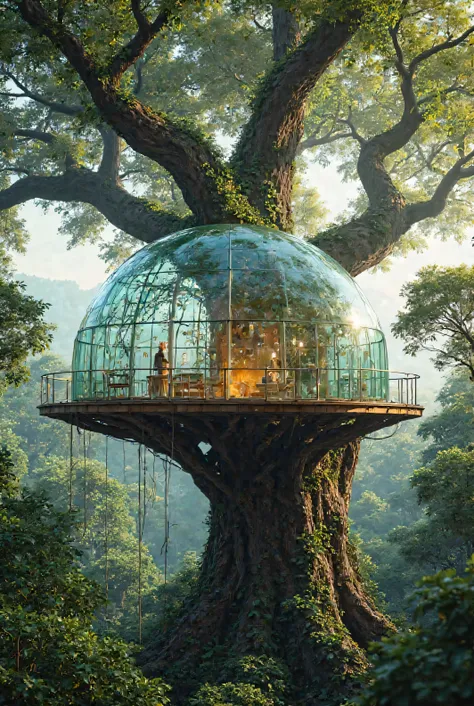 A treehouse made of glass 