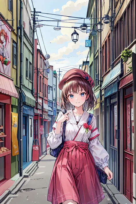 ((  masterpiece)), ((top quality)), ((top quality)), (( very well detailed)), ((8k CG wallpaper)), ((very delicate and beautiful)), ((shape)), (high resolution), The girl on the left、Around town， hair，shortcuts，  開口部のあるぼやけたhair，短い編み込みのhair，  Neat  ，   slen...