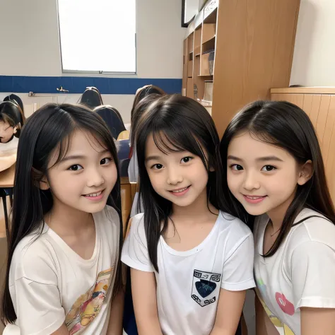 (Completely naked下着姿)、((Super cute and popular idol、Four super cute, tiny elementary school girls in one photo))、(masterpiece).A perfect, beautiful, lovely, captivating 's smile、((2 high-definition whole body small photos of 4 people in 1))、((Short Hai...