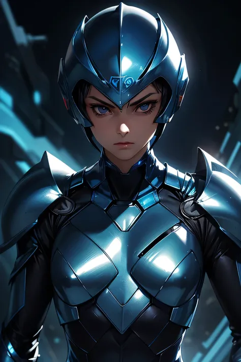  perfect anatomy　 TOP QUALITY,  highest resolution,(((blue shiny g-suit　  dark eyes 　 short hair　 flat chest)))　  expressionless　woman　 Fighterパイロット　 helmet　Fighter