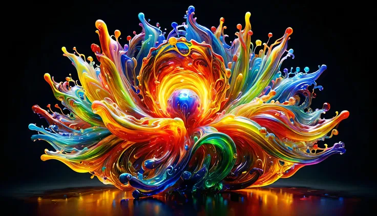 an ais-brknlvlmp duel,made of multicolored opal glass,A rainbow-like halo,Glossy,author: Dale Chihuly