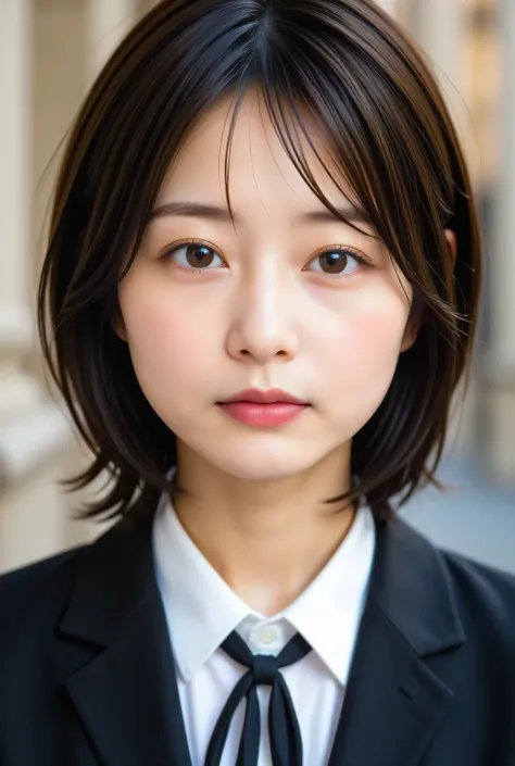 realistic, Beautiful Japanese woman's face, front view :1.37, 顔のclose-up:1.37, 顔のextra close-up:1.37, brown, detailed irises:1.331, Clear brown eyes:1.331, breathtakingly beautiful eyes, very realistic photo, standing, perfect anatomy:1.21, small head:1...